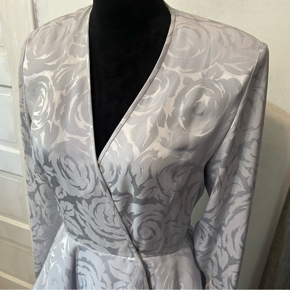 Vintage Francesca of Damon for Starington Silk Skirt Set Hong Kong Blue 90s - Picture 3 of 15